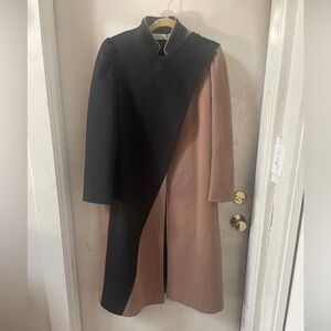 Vintage ALORNA By Worumbo Black Tan Wool Cape Wrap Scarf Collar One Size M USA